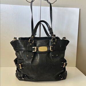 Michael Kors Black Tote Bag with Gold Accents